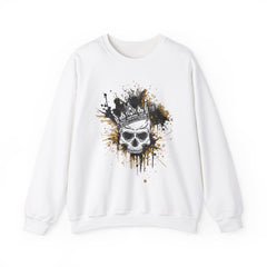 Skeleton King Crewneck Sweatshirt w/Black & Gold Splatter Design