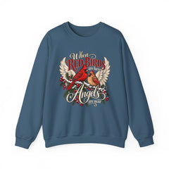 Red Birds Are Angels Crewneck Sweatshirt — Memorial Cardinal Tribute Sweater- Christmas Vibes