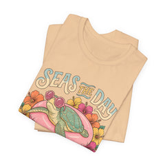 Seas the Day Turtle Tee — Vintage Floral Beach T-Shirt