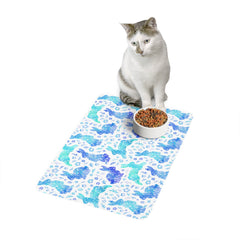 Cute Bunny Pet Food Mat - 12x18 Custom Design for Happy Pets