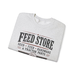 Feed Store Crewneck Sweatshirt — Vintage Farmhouse Seed & Feed Graphic - Southern Heritage