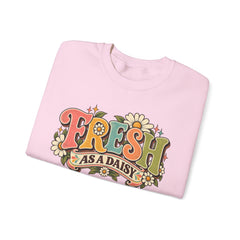 Fresh as a Daisy Crewneck Sweatshirt – Retro Spring Floral Graphic