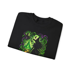 Witch Silhouette Forest Crewneck Sweatshirt – Green Gothic Witchy Art - Wicked