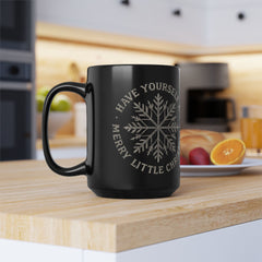 Christmas Snowflake Black Mug — "Have Yourself a Merry Little Christmas" 11oz/15oz