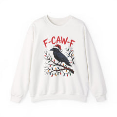 "F-CAW-F" Festive Raven Holiday Christmas Crow Crewneck Gildan Sweatshirt