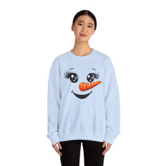 Happy Snowman Crewneck Sweatshirt | Winter Apparel, Christmas Gift, Cozy Sweater, Holiday Clothing, Carrot Nose Design
