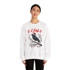 "F-CAW-F" Festive Raven Holiday Christmas Crow Crewneck Gildan Sweatshirt