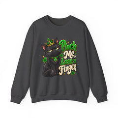St. Patrick’s Black Cat Sweatshirt  "Pinch Me, Lose a Finger" Graphic Crewneck