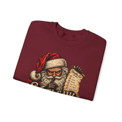 Santa Saw Everything Crewneck Sweatshirt — Vintage Naughty or Nice Christmas Sweater