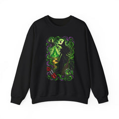 Witch Silhouette Forest Crewneck Sweatshirt – Green Gothic Witchy Art - Wicked