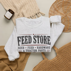 Feed Store Crewneck Sweatshirt — Vintage Farmhouse Seed & Feed Graphic - Southern Heritage