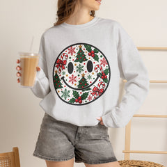 Christmas Smiley Crewneck Sweatshirt — Festive Holiday Smile Graphic