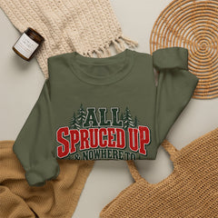 "All Spruced Up & Nowhere to Go" Holiday Christmas Tree Graphic sweatshirt