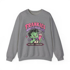 Frankie’s Monstermash Café Sweatshirt — Retro Cute Frankenstein Milkshake Halloween Crewneck