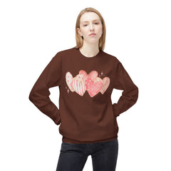 Heart Watercolor Crewneck Sweatshirt — Pink Hearts Graphic Pullover for Valentine’s Day