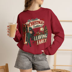 "My Favorite Christmas Tradition is Leaving Early" Vintage Holiday Christmas Crewneck