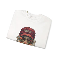 Santa With 'Make Christmas Great Again' Cap Crewneck Sweatshirt