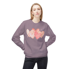 Heart Watercolor Crewneck Sweatshirt — Pink Hearts Graphic Pullover for Valentine’s Day