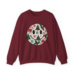 Christmas Smiley Crewneck Sweatshirt — Festive Holiday Smile Graphic