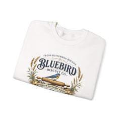 Bluebird Biscuit Co. Crewneck Sweatshirt — Vintage Bakery Logo Pullover