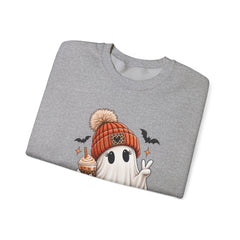 Cozy Pumpkin Ghost Sweatshirt – Cute Halloween Fall Crewneck
