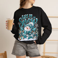 Let It Snow Snowman Crewneck Sweatshirt — Cozy Holiday Winter Pullover