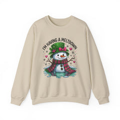 "I'm Having a Meltdown" Beautiful Melting Snowman Christmas Gildan Crewneck