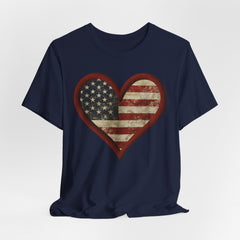 Patriotic Heart Tee - Love USA, American Pride Shirt, 4th of July, Independence Day, Memorial Day, Gift for Her
