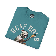 FB Rockstar Dog Unisex T-Shirt - Deaf Dogs Definitely Rock on Electric Guitars Design