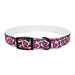 Dog Collar- Pink Leopard Print Hearts