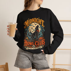 Midnight Howl Club Sweatshirt — Moonlit Wolves Graphic Crewneck