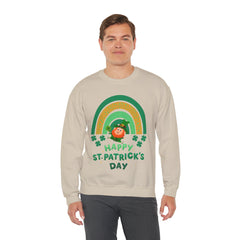 St. Patrick's Day Unisex Crewneck Sweatshirt - Happy Leprechaun Rainbow Design