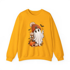 Cozy Pumpkin Ghost Sweatshirt – Cute Halloween Fall Crewneck