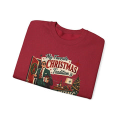 "My Favorite Christmas Tradition is Leaving Early" Vintage Holiday Christmas Crewneck
