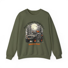 Spooky Adventure Sweatshirt - Jeepin' Through the Spooky Season, Unisex Crewneck, Fall Apparel, Halloween Gift, Cozy Halloween Wear