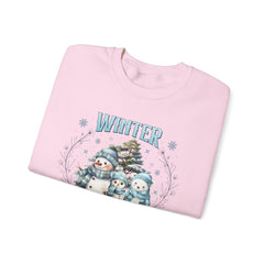 Winter Wonderland with Snowmen - Crewneck Sweatshirt -  Blue Design