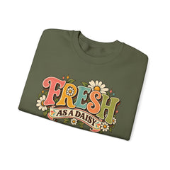 Fresh as a Daisy Crewneck Sweatshirt – Retro Spring Floral Graphic