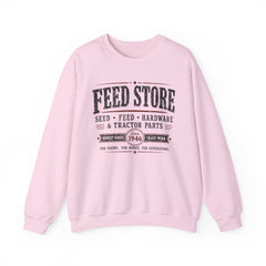 Feed Store Crewneck Sweatshirt — Vintage Farmhouse Seed & Feed Graphic - Southern Heritage