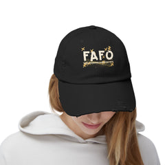 Distressed Cap with FAFO Design – Casual Trendy Hat FIZZ AROUND AND FIND OUT