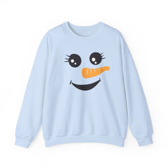 Happy Snowman Crewneck Sweatshirt | Winter Apparel, Christmas Gift, Cozy Sweater, Holiday Clothing, Carrot Nose Design
