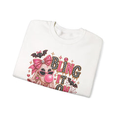 'Bling It On Boo' Pink Ghost Halloween Crewneck Sweatshirt