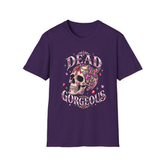 "Dead Gorgeous" T‑Shirt- Skull Floral- Halloween Vibes