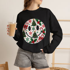 Christmas Smiley Crewneck Sweatshirt — Festive Holiday Smile Graphic