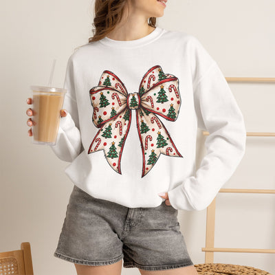 Christmas Bow Crewneck Sweatshirt — Festive Holiday Bow Sweatshirt