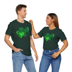 Green Hearts St. Patrick's Day Tee - Unisex Short Sleeve Shirt / Christmas