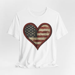 Patriotic Heart Tee - Love USA, American Pride Shirt, 4th of July, Independence Day, Memorial Day, Gift for Her