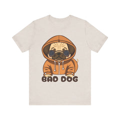 Graphic Tee with Cute Bad Dog Illustration - Unisex Jersey Short Sleeve Tee