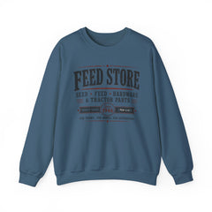 Feed Store Crewneck Sweatshirt — Vintage Farmhouse Seed & Feed Graphic - Southern Heritage