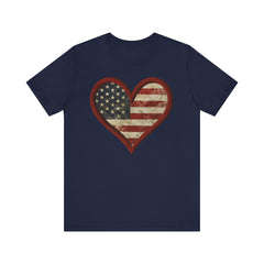 Patriotic Heart Tee - Love USA, American Pride Shirt, 4th of July, Independence Day, Memorial Day, Gift for Her
