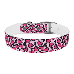 Dog Collar- Pink Leopard Print Hearts